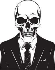 Skull in a business suit and sun glasses Vector Illustration, SVG	
