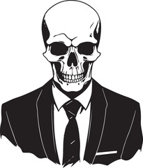 Skull in a business suit and sun glasses Vector Illustration, SVG	
