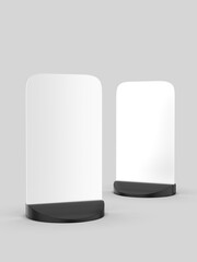 Pavement double sided blank white Board for mock up and branding presentation, pavement sign. 3d illustration.