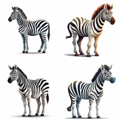 Fototapeta na wymiar zebras isolated on white background