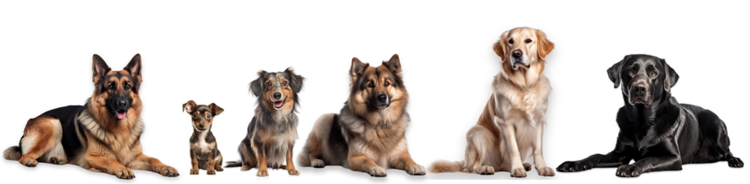 group of pedigree dogs on a white background. PNG