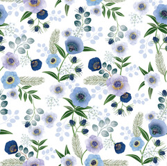 Vector illustration of seamless floral pattern in spring season.  	 - 613210781