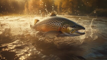 a rainbow trout on the river, Generative AI