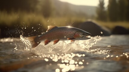 a rainbow trout on the river, Generative AI