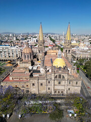 Vertical Aerial Shot: Rear View of Guadalajara Cathedral 