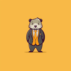 Cute hamster in a suit and tie. Vector illustration.