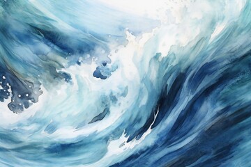 Fototapeta na wymiar Minimal light and dark blue simple soft aerial ocean wave watercolor texture Generative AI