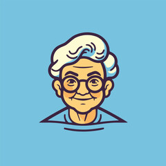 Elderly man with glasses. Vector illustration in cartoon style.
