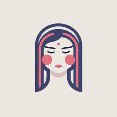 Woman face with closed eyes. Facial expression concept. Vector illustration