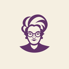 Portrait of an elderly woman with glasses. Vector illustration in a flat style.