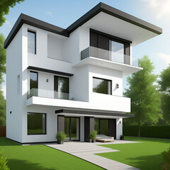 Modern country house. Architectural design of the suburb.