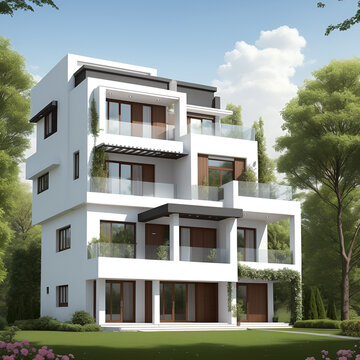 Modern country house. Architectural design of the suburb.