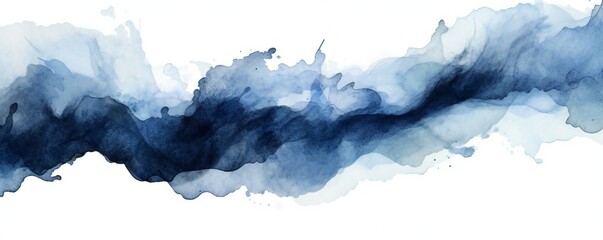 Fototapeta na wymiar Minimal light and dark blue simple soft aerial ocean wave watercolor texture Generative AI