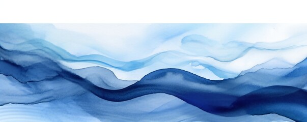 Minimal light and dark blue simple soft aerial ocean wave watercolor texture Generative AI