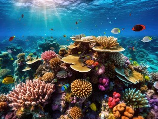Fototapeta na wymiar Colorful and beautiful underwater world with corals and tropical fish. created with Generative AI