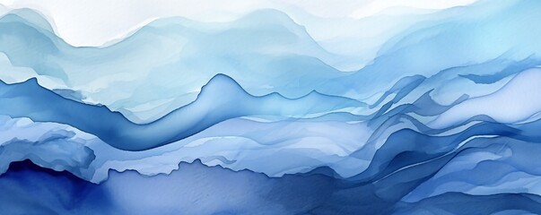 Obraz premium Minimal light and dark blue simple soft aerial ocean wave watercolor texture Generative AI