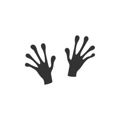 Vector illustration. The black hands of an alien isolated on white. Hand drawn simple doodle clipart. 