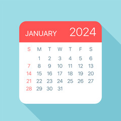 January 2024 Calendar Leaf - Vector Illustration