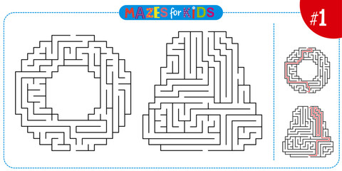 Maze puzzle labirynth set for kids with solution
