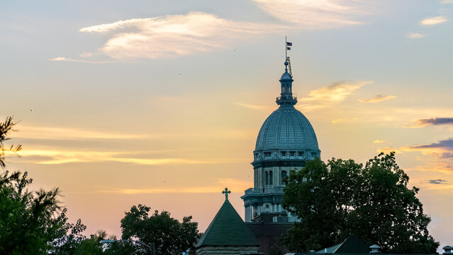 Illinois State Capital at Sunset, Springfield, Illinois