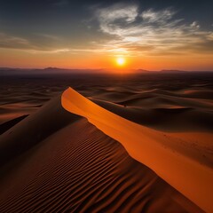 Stunning Sunset Over Sahara Desert Sand Dunes