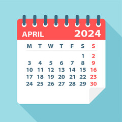 April 2024 Calendar Leaf - Vector Illustration