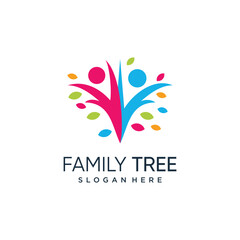 Family tree logo design vector with creative abstract idea