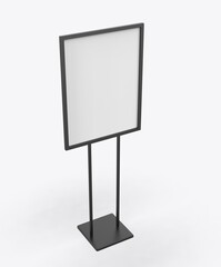 Free Standing Poster Display Holder Metal Stand. 3d Render Illustration.