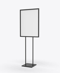 Free Standing Poster Display Holder Metal Stand. 3d Render Illustration.