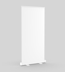 White blank empty high resolution Business Roll Up and Standee Banner display mock up Template for your Design Presentation. 3d illustration.