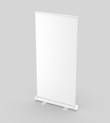 White blank empty high resolution Business Roll Up and Standee Banner display mock up Template for your Design Presentation. 3d illustration.