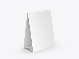 Table tent card template. Blank white 3d illustration.