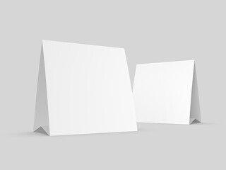 Naklejka premium Blank table tent card. Blank white 3d illustration.