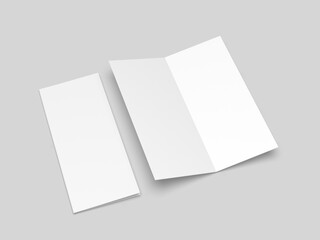 Half fold brochure blank white template for mock up and presentation design. 3d illustration.