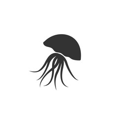 Silhouette of a floating Medusa - vector sign for a logo or pictogram icon. Jellyfish silhouette