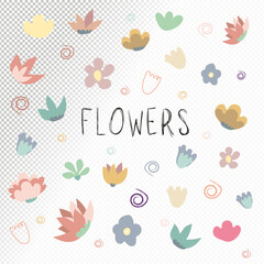 Vector flat hand-drawn flower illustration