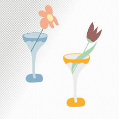 A flower in glass hand-drawn illustration