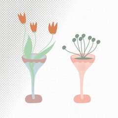 Flowers in glass hand-drawn illustration