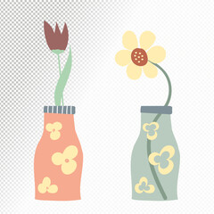 Flower in decorative bottle hand-drawn illustration