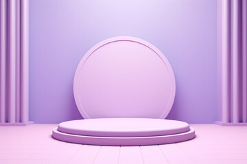 3d render style pastel purple round podium in a studio setting for your product presentation created with generative AI tools