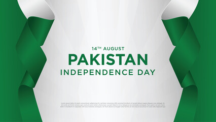 14th August happy independence day Pakistan with waving flag. vector illustration design