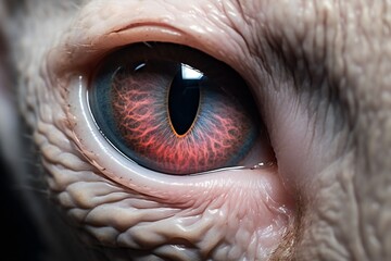 Closeup of intimidating sphynx cat eye Generative AI