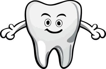 Cartoon tooth vector illustration isolated on white background