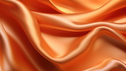 Fototapeta na wymiar Orange satin background with smooth folds. Satin silk fabric background. Rippling scarf texture. Luxury shiny wallpaper in orange. generative AI