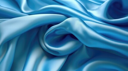 Obraz premium blue satin background with smooth folds. Satin silk fabric background. Rippling scarf texture. Luxury shiny wallpaper in blue 