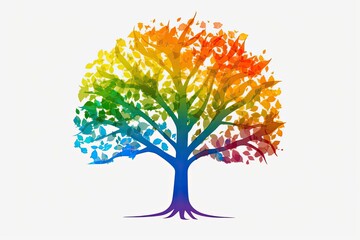 Naklejka na ściany i meble A Colourful Symbol of Pride: Tree Branch Illustration Reimagined as a Plant, Generative AI
