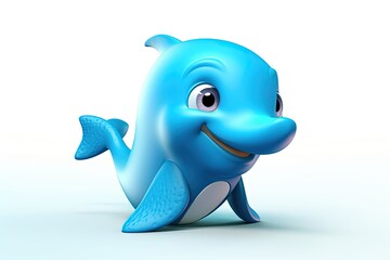 Adorable 3D Cartoon Dolphin Character Brimming with Playful, Cheerful Joy. Generative AI