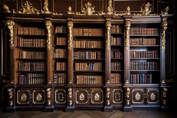 Exploring History Through an Antique Library of German Bookshelves and Its Collections of Timeless Knowledge. Generative AI