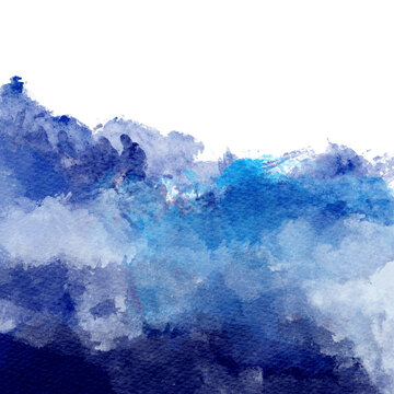 abstract blue wave, watercolor shape © PAINTORS