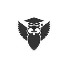 Naklejka premium OWL EDUCATION VECTOR,Owl education logo. Graduation, teacher, student, studying illustration. Educational center 